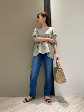 「URBAN RESEARCH DOORS（アーバンリサーチドアーズ）のハイライズデニムパンツ（デニムパンツ）」を使った、mayuさん（レディース・153cm）の春コーディネート