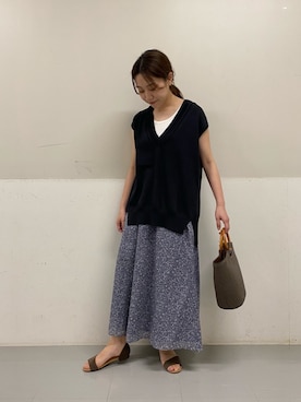 「フラワープリント」｜「アイテム（タンクトップ）」を使った、mayuさん（レディース・153cm）の春コーディネート