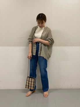 「URBAN RESEARCH DOORS（アーバンリサーチドアーズ）のハイライズデニムパンツ（デニムパンツ）」を使った、mayuさん（レディース・153cm）の春コーディネート