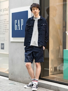 「GAP（ギャップ）のアイテム（ブルゾン）」を使った、GapJapan_Menさん（メンズ・183cm）の春コーディネート
