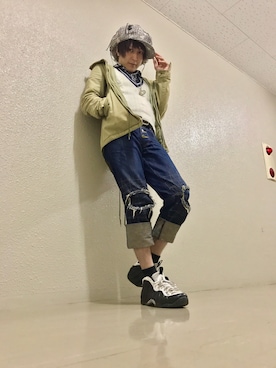 「UNITED ARROWS（ユナイテッドアローズ）のアイテム（モッズコート）」を使った、TATOOyaさん（メンズ・174cm）の春コーディネート
