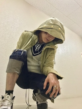 「UNITED ARROWS（ユナイテッドアローズ）のアイテム（モッズコート）」を使った、TATOOyaさん（メンズ・174cm）の春コーディネート