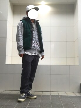 「RAGEBLUE（レイジブルー）のアイテム（ダウンベスト）」を使った、ASAKIさん（メンズ・163cm）の秋コーディネート