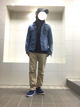 「AZUL by moussy（アズールバイマウジー）のアイテム（チノパンツ）」を使った、ASAKIさん（メンズ・163cm）の秋コーディネート