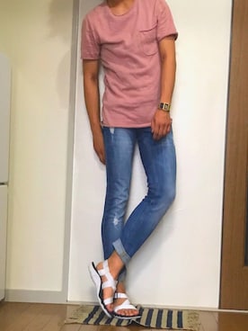 「H&M」｜「アイテム（サンダル）」を使った、ゆうとさん（メンズ・165cm・20代）の夏コーディネート