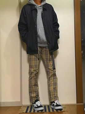 「白ソックス」｜「アイテム（ナイロンジャケット）」を使った、ゆうとさん（メンズ・165cm）の秋コーディネート