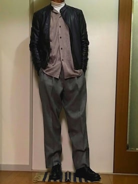 「FREAK'S STORE（フリークスストア）のアイテム（ライダースジャケット）」を使った、ゆうとさん（メンズ・165cm・20代）の冬コーディネート