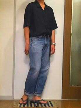 「Lui's（ルイス）のナローベルト（ベルト）」を使った、ゆうとさん（メンズ・165cm）の夏コーディネート