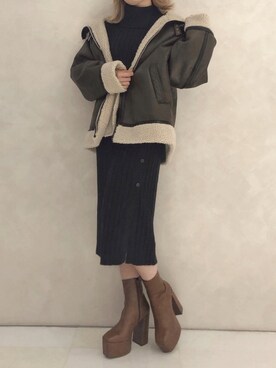 「EVRIS（エヴリス）のアイテム（ブルゾン）」を使った、YUUKA さん（レディース・162cm）の秋コーディネート