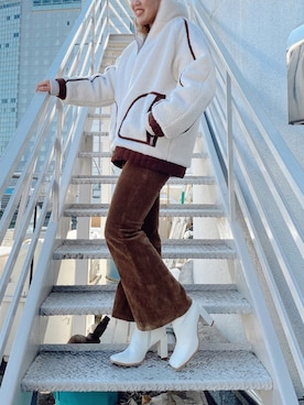 「スクエアトゥ」｜「アイテム（ブルゾン）」を使った、YUUKA さん（レディース・162cm）の冬コーディネート