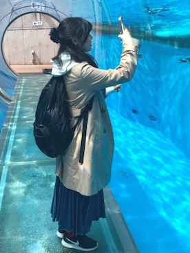 「ハーフアップお団子」｜「アイテム（パーカー）」を使った、由衣さん（レディース・154cm）の春コーディネート