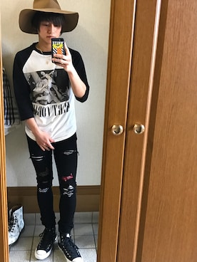 「HALFMAN（ハーフマン）のアイテム（トップス）」を使った、CHAPPY_HAPPYさん（メンズ・168cm）の春コーディネート