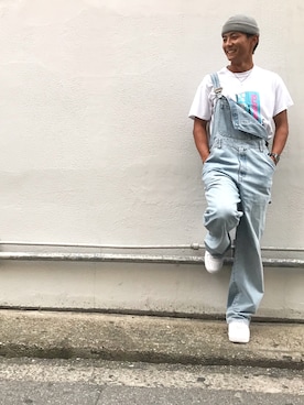 「no brand（ノーブランド）のアイテム（サロペット/オーバーオール）」を使った、かんじさん（メンズ・173cm）の夏コーディネート
