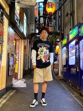 「off white（オフホワイト）のアイテム（アクセサリー）」を使った、かんじさん（メンズ・173cm）の夏コーディネート