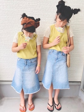 「CIAOPANIC TYPY（チャオパニックティピー）のアイテム（ヘアアクセサリー）」を使った、Yunn * さん（キッズ・126cm）の夏コーディネート