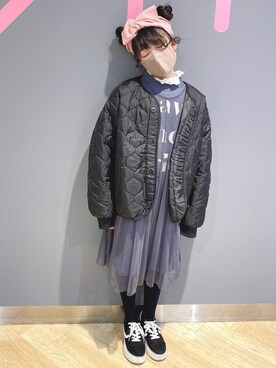 「kids」｜「アイテム（ノーカラージャケット）」を使った、Yunn * さん（キッズ・126cm）の冬コーディネート