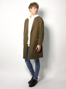 「URBAN RESEARCH（アーバンリサーチ）のアイテム（チェスターコート）」を使った、Ryoさん（メンズ・173cm）の冬コーディネート