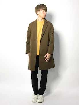 「URBAN RESEARCH（アーバンリサーチ）のアイテム（チェスターコート）」を使った、Ryoさん（メンズ・173cm）の冬コーディネート