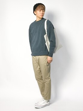 「BEAUTY&YOUTH UNITED ARROWS（ビューティーアンドユースユナイテッドアローズ）の【WEB限定】 by ジョッパーズ アンクルパンツ（チノパンツ）」を使った、Ryoさん（メンズ・173cm）の冬コーディネート