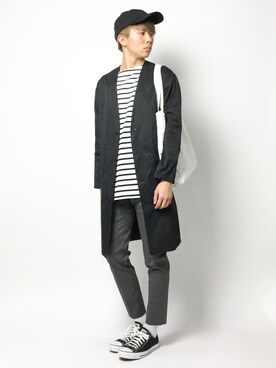 「アンクルパンツ」｜「アイテム（ノーカラージャケット）」を使った、Ryoさん（メンズ・173cm）の春コーディネート