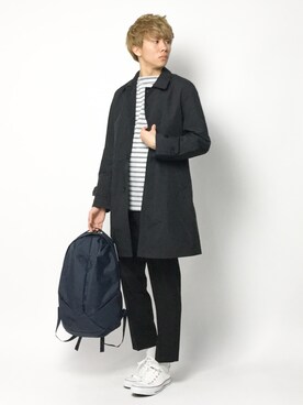 「金髪」｜「アイテム（ステンカラーコート）」を使った、Ryoさん（メンズ・173cm）の春コーディネート