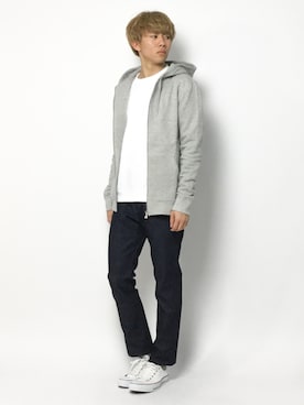 「A.P.C.（アーペーセー）のアイテム（パーカー）」を使った、Ryoさん（メンズ・173cm）の春コーディネート