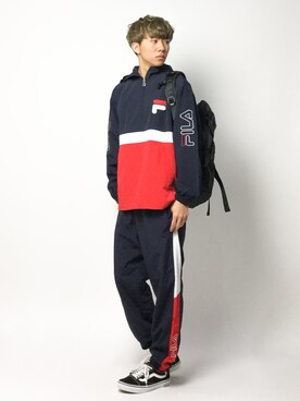 「FILA（フィラ）のアイテム（ナイロンジャケット）」を使った、Ryoさん（メンズ・173cm）の春コーディネート