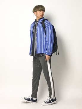 「MONKEY TIME（モンキータイム）のアイテム（トップス）」を使った、Ryoさん（メンズ・173cm）の春コーディネート