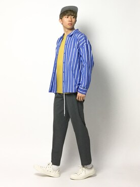 「MONKEY TIME（モンキータイム）のアイテム（トップス）」を使った、Ryoさん（メンズ・173cm）の春コーディネート