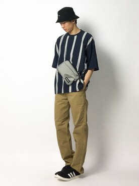 「Gramicci（グラミチ）のアイテム（バッグ）」を使った、Ryoさん（メンズ・173cm）の春コーディネート