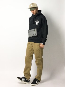 「Gramicci（グラミチ）のアイテム（バッグ）」を使った、Ryoさん（メンズ・173cm）の春コーディネート