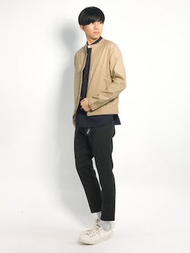 「JOURNAL STANDARD relume（ジャーナルスタンダード　レリューム）のアイテム（ライダースジャケット）」を使った、Ryoさん（メンズ・173cm）の春コーディネート