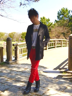 「no brand（ノーブランド）のアイテム（トレンチコート）」を使った、SHINSUKEさん（メンズ・179cm）の秋コーディネート