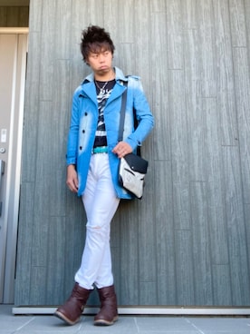 「BOBSON（ボブソン）のアイテム（シューズ）」を使った、SHINSUKEさん（メンズ・179cm）の秋コーディネート