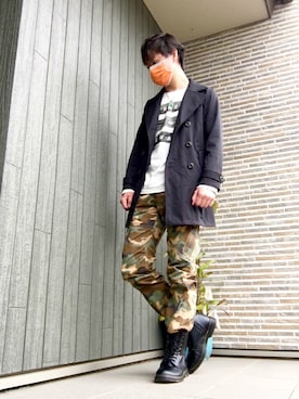 「no brand（ノーブランド）のアイテム（トレンチコート）」を使った、SHINSUKEさん（メンズ・179cm）の冬コーディネート
