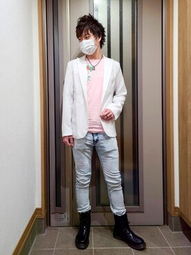 「semantic design（セマンティックデザイン）のアイテム（パンツ）」を使った、SHINSUKEさん（メンズ・179cm）の春コーディネート
