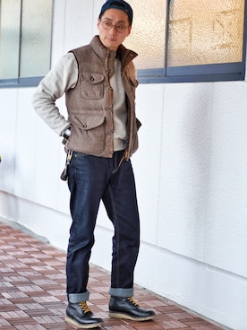 「URBAN RESEARCH（アーバンリサーチ）のアイテム（ブーツ）」を使った、Leeさん（メンズ・174cm）の冬コーディネート