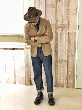 「IL BISONTE（イルビゾンテ）のアイテム」を使った、Leeさん（メンズ・174cm）の冬コーディネート