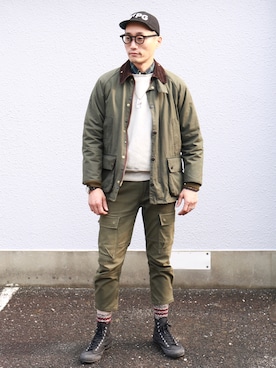 「Levi's（リーバイス）のアイテム（カーゴパンツ）」を使った、Leeさん（メンズ・174cm）の冬コーディネート