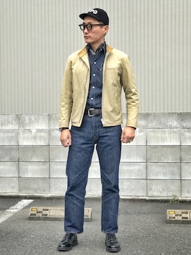 「EBBETS FIELD FLANNELS（エベッツフィールドフランネルズ）のアイテム」を使った、Leeさん（メンズ・174cm）の春コーディネート