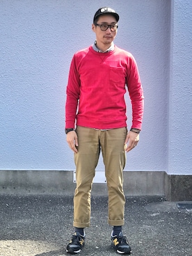 「EBBETS FIELD FLANNELS（エベッツフィールドフランネルズ）のアイテム」を使った、Leeさん（メンズ・174cm）の春コーディネート