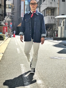 「501（ゴーマルイチ）のアイテム」を使った、Leeさん（メンズ・174cm）の春コーディネート