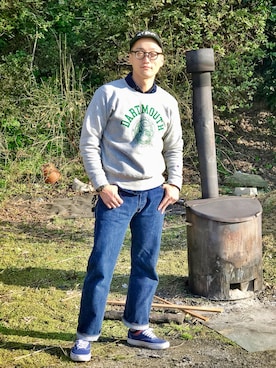 「EBBETS FIELD FLANNELS（エベッツフィールドフランネルズ）のアイテム」を使った、Leeさん（メンズ・174cm）の春コーディネート