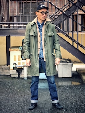 「EBBETS FIELD FLANNELS（エベッツフィールドフランネルズ）のアイテム」を使った、Leeさん（メンズ・174cm）の春コーディネート