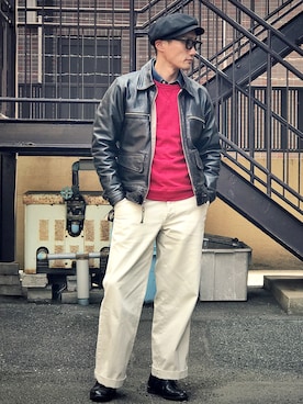 「アイテム（メガネ）」を使った、Leeさん（メンズ・174cm）の春コーディネート