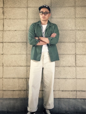 「501（ゴーマルイチ）のアイテム」を使った、Leeさん（メンズ・174cm）の春コーディネート