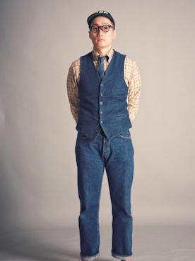 「EBBETS FIELD FLANNELS（エベッツフィールドフランネルズ）のアイテム」を使った、Leeさん（メンズ・174cm）の春コーディネート