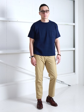 「Bou Jeloud（ブージュルード）のアイテム（パンツ）」を使った、Leeさん（メンズ・174cm）の春コーディネート