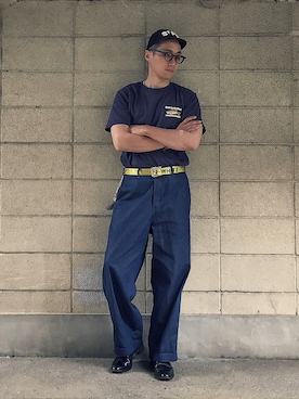 「EBBETS FIELD FLANNELS（エベッツフィールドフランネルズ）のアイテム」を使った、Leeさん（メンズ・174cm）の春コーディネート