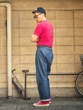 「EBBETS FIELD FLANNELS（エベッツフィールドフランネルズ）のアイテム」を使った、Leeさん（メンズ・174cm）の夏コーディネート